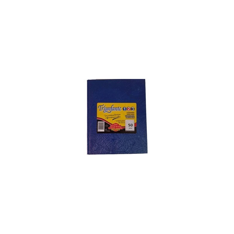 CUADERNO FORRADO x50H. 16x21 TRIUNFANTE CUADRICULADO AZUL