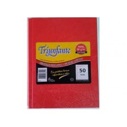 CUADERNO FORRADO x50H. 16x21 TRIUNFANTE CUADRICULADO ROJO