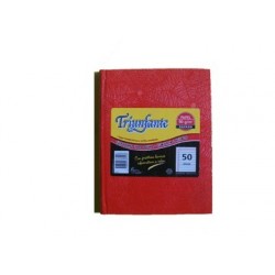 CUADERNO FORRADO x50H. 16x21 TRIUNFANTE RAYADO ROJO