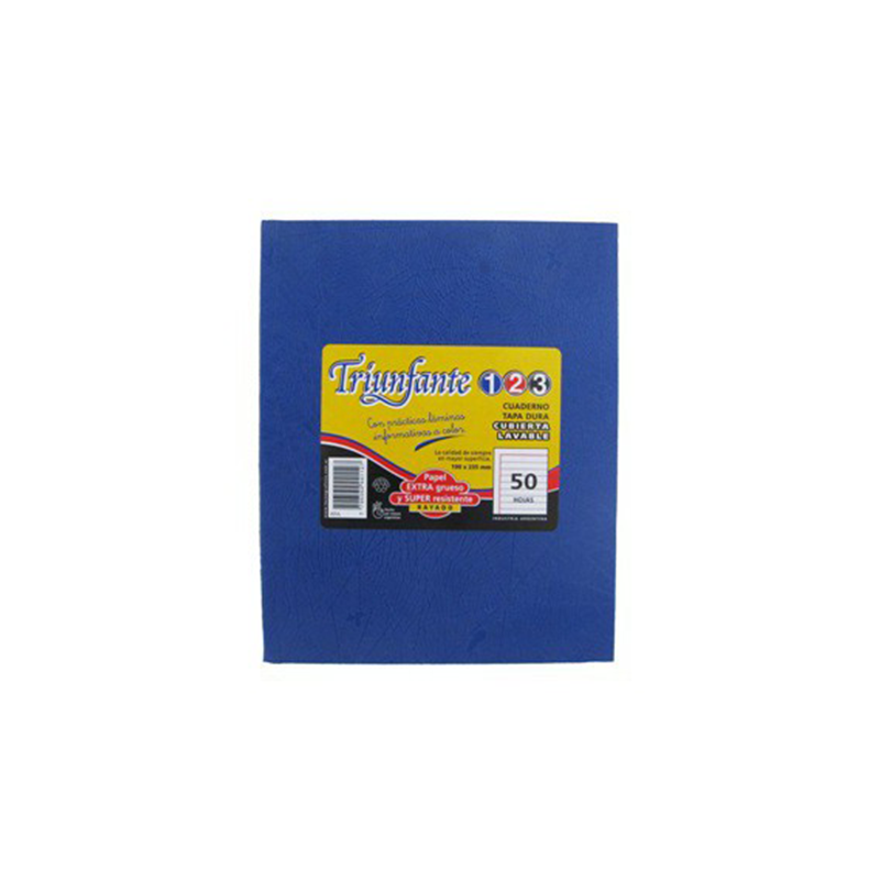 CUADERNO FORRADO x50H. N°3 19x24 TRIUNFANTE RAYADO AZUL