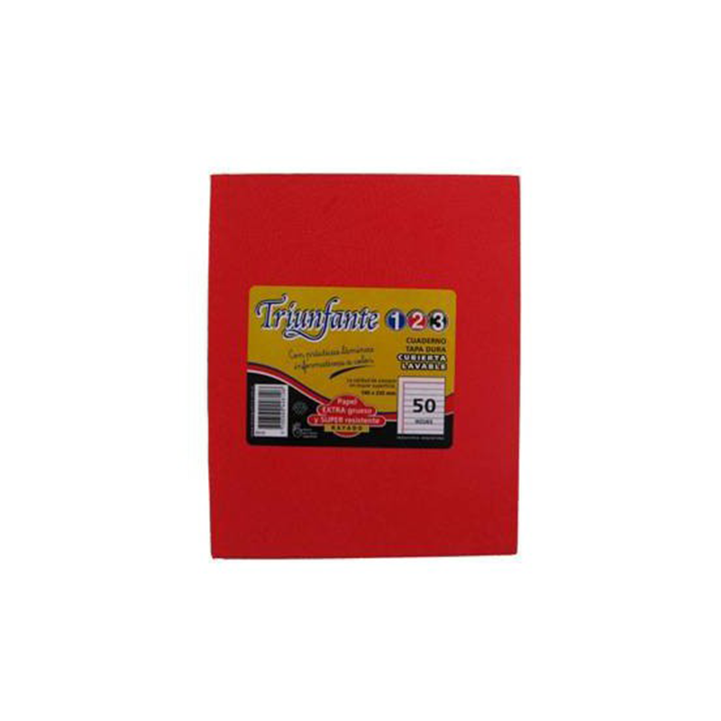 CUADERNO FORRADO x50H. N°3 19x24 TRIUNFANTE RAYADO ROJO