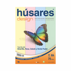 A 4  75G x 100 hojas HUSARES DESIGN  COLORES SURTIDOS