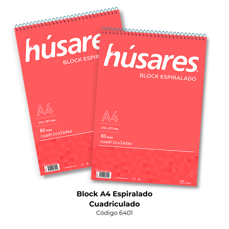 BLOCK ESPIRAL A4 CUAD X80H HUSARES